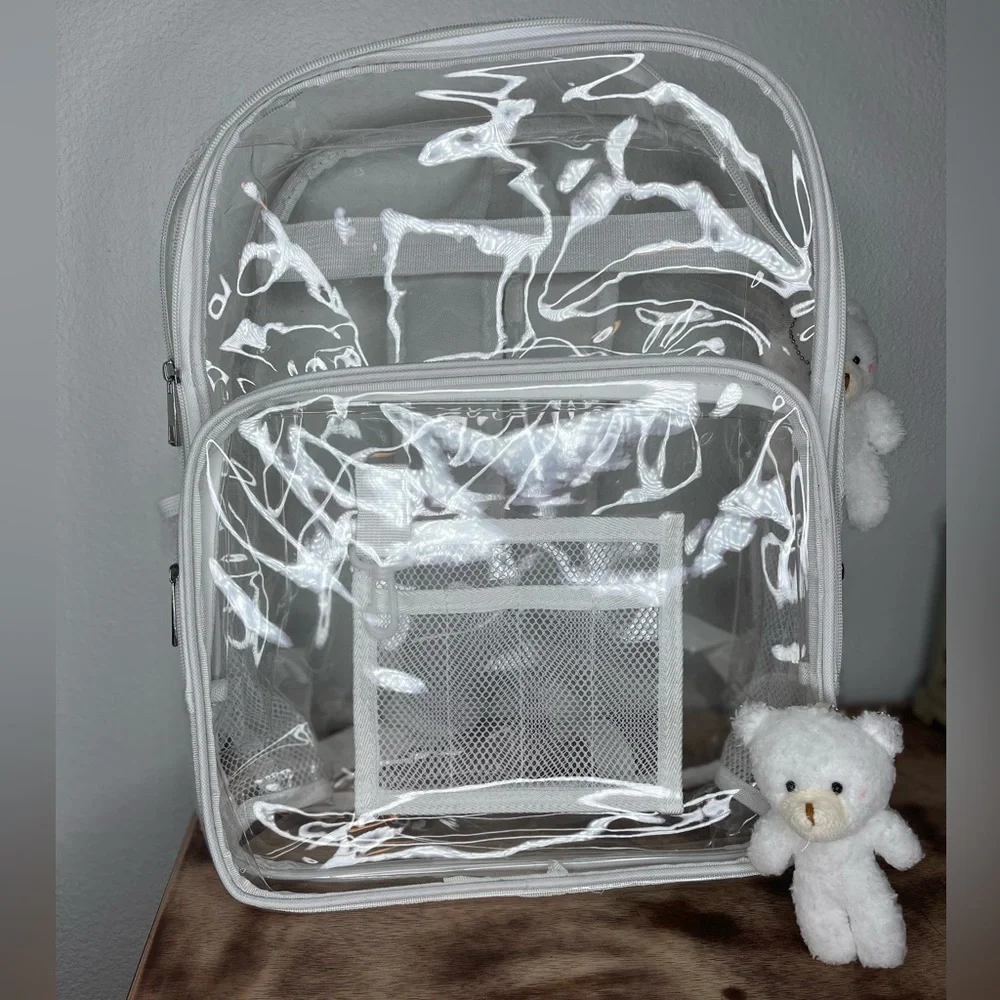 NWOT 3PCS Transparent Backpack & 2 Small Bags Heavy PVC Large Stadium Approved